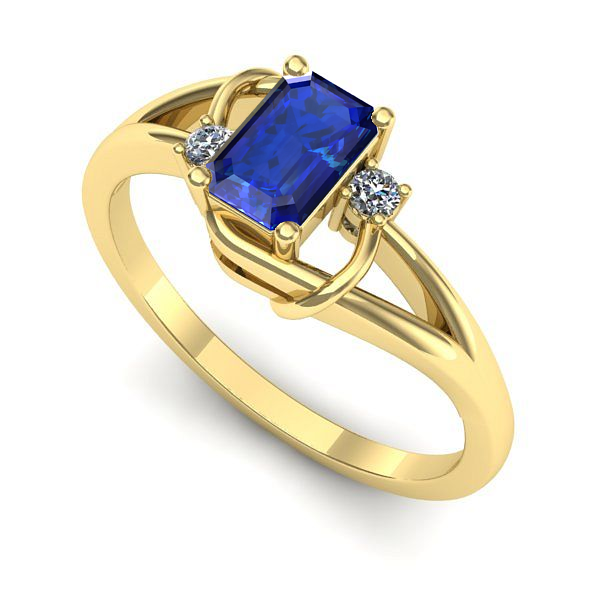 Inel de logodna din aur galben cu safir