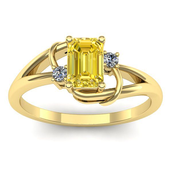 Inel logodna cu safir galben dreptunghiular