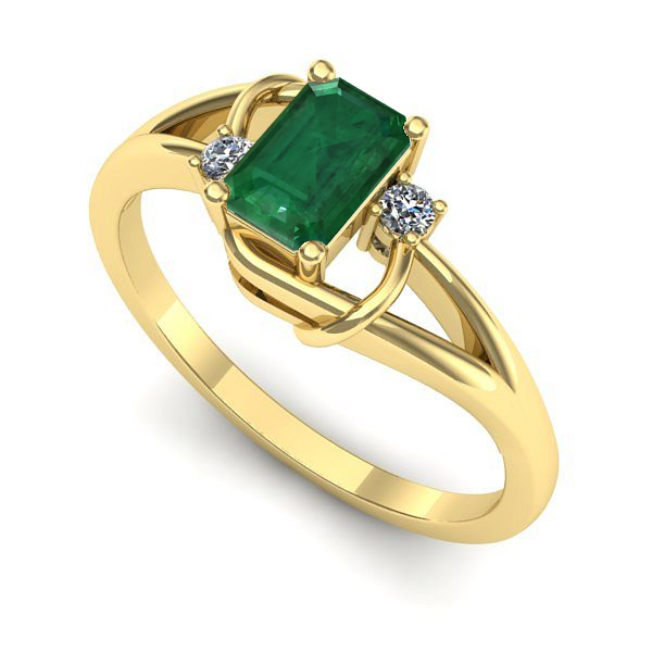 Inel din aur galben cu smarald