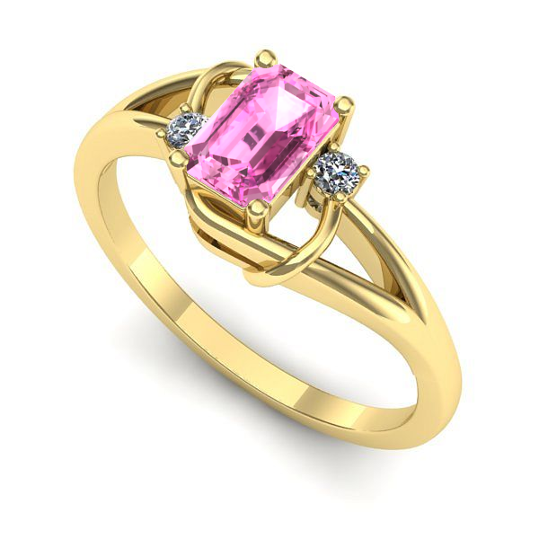 Inel de logodna din aur galben cu safir roz