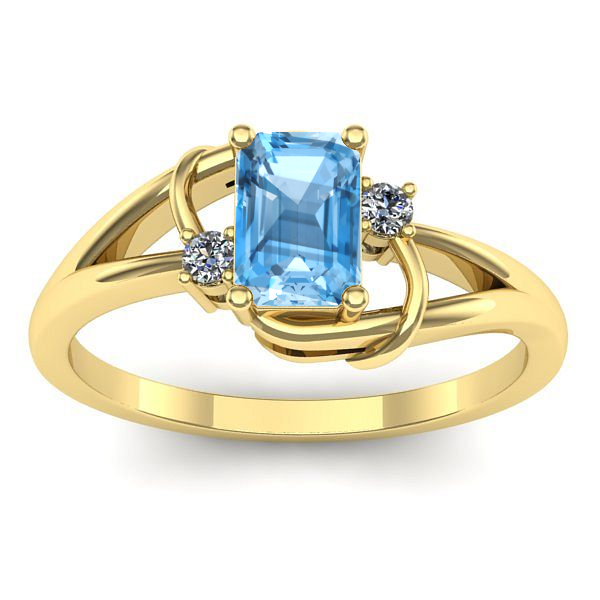 Inel logodna cu topaz blue dreptunghiular
