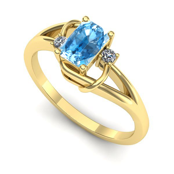 Inel de logodna din aur galben cu topaz blue