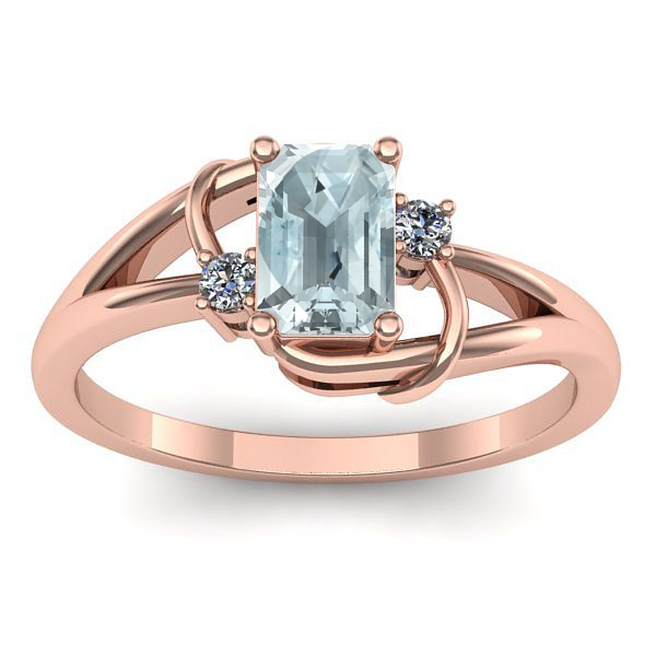 Inel logodna cu aquamarin dreptunghiular