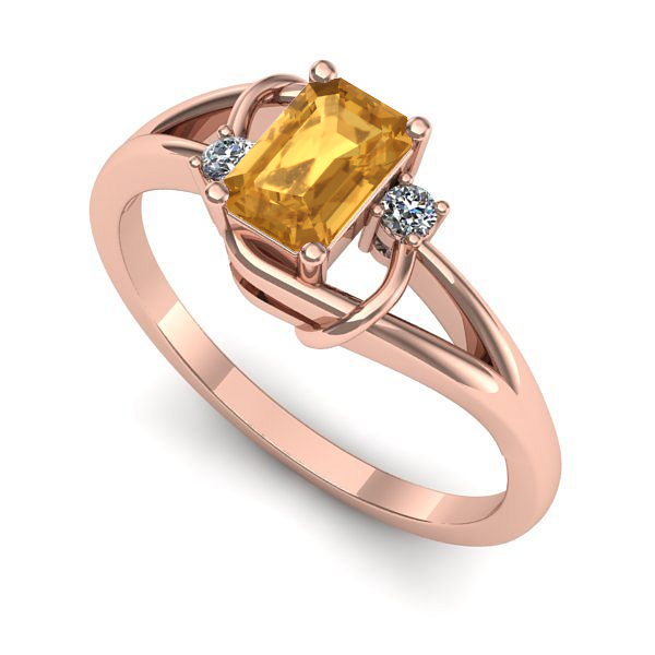 Inel logodna din aur roz cu citrin