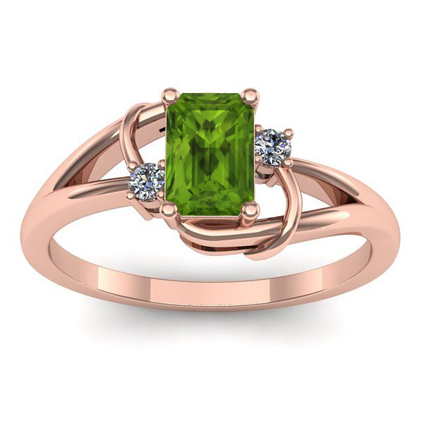 Inel logodna cu peridot dreptunghiular