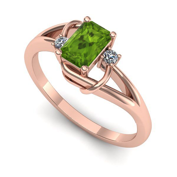 Inel de logodna din aur roz cu peridot