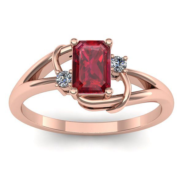 Inel de logodna cu rubin dreptunghiular