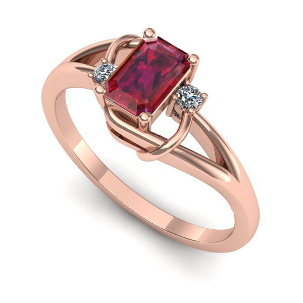 Inel de logodna din aur roz cu rubin