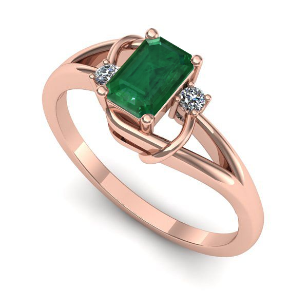 Inel din aur roz cu smarald