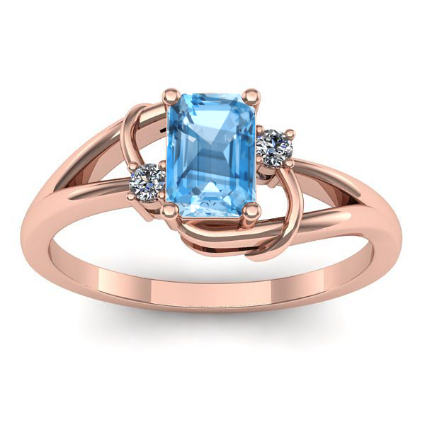 Inel logodna cu topaz blue dreptunghiular
