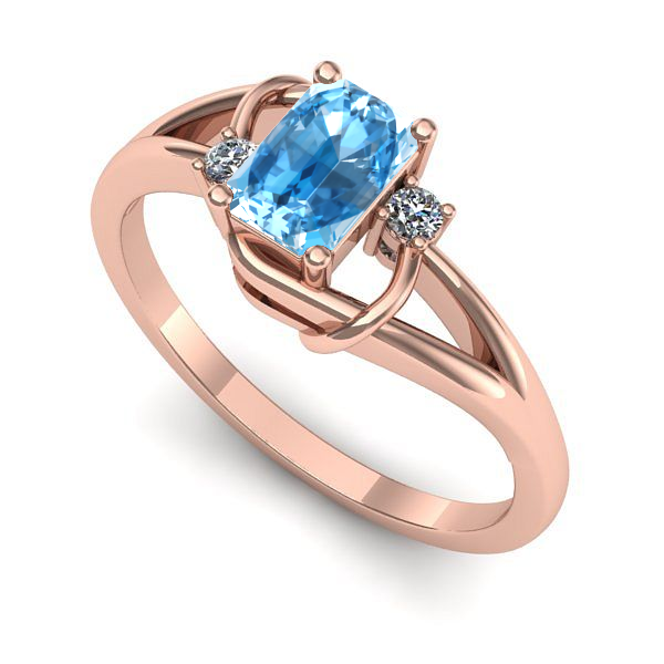Inel de logodna din aur roz cu topaz blue