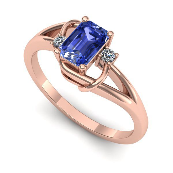 Inel logodna din aur roz cu tanzanit