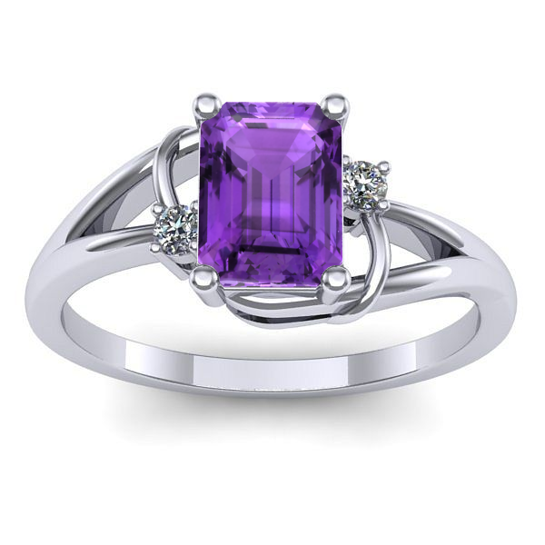 Inel logodna cu ametist dreptunghiular