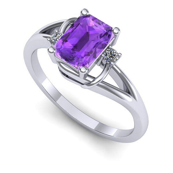 Inel de logodna din aur alb cu ametist