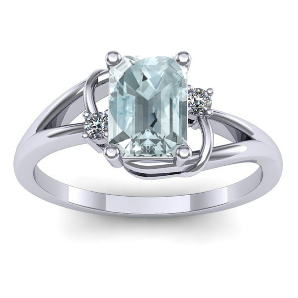 Inel cu aquamarin dreptunghiular