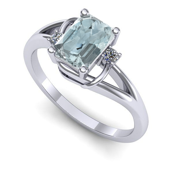 Inel de logodna din aur alb cu aquamarin