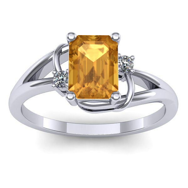 Inel logodna cu citrin dreptunghiular