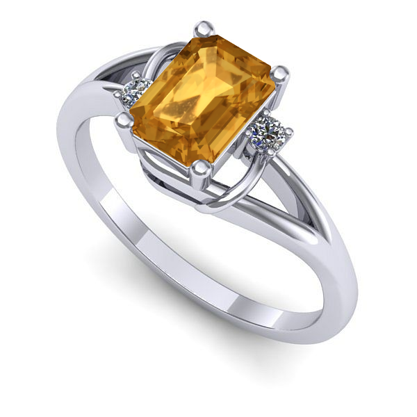 Inel de logodna din aur alb cu citrin