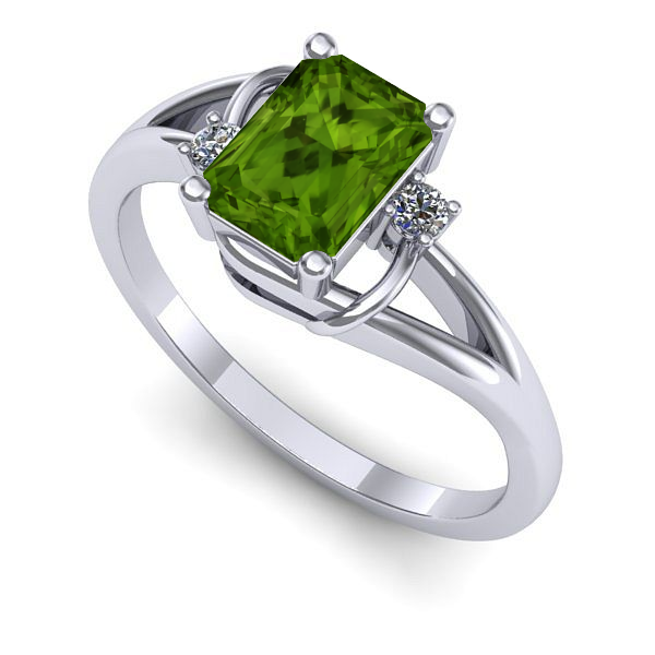 Inel logodna din aur alb cu peridot