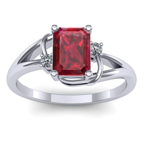 Inel cu rubin dreptunghiular