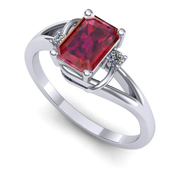 Inel din aur alb cu rubin