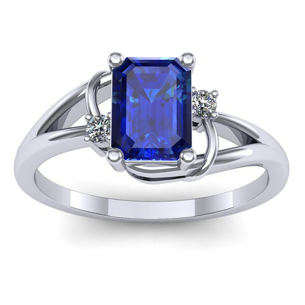 Inel de logodna cu safir dreptunghiular