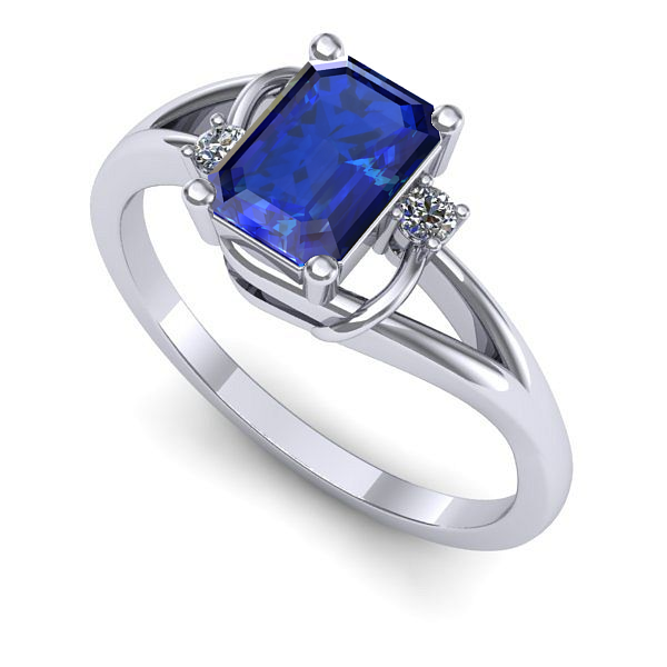 Inel de logodna din aur alb cu safir