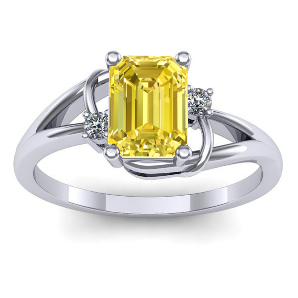 Inel logodna cu safir galben dreptunghiular