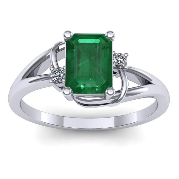 Inel cu smarald dreptunghiular