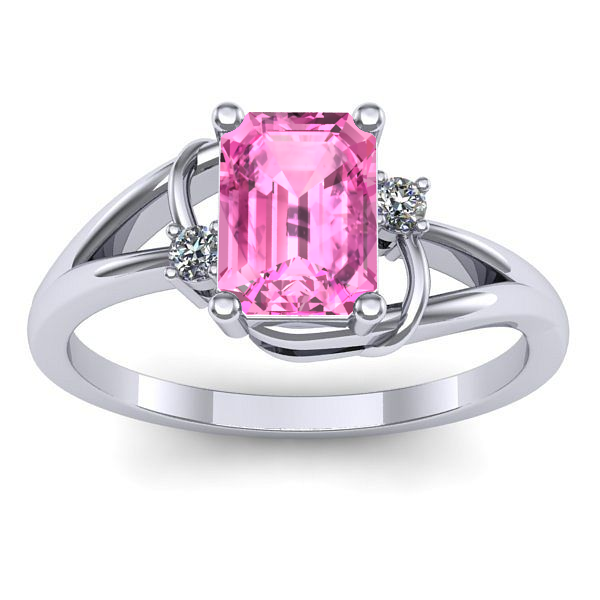 Inel de logodna cu safir roz dreptunghiular