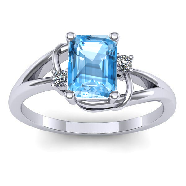 Inel logodna cu topaz blue dreptunghiular