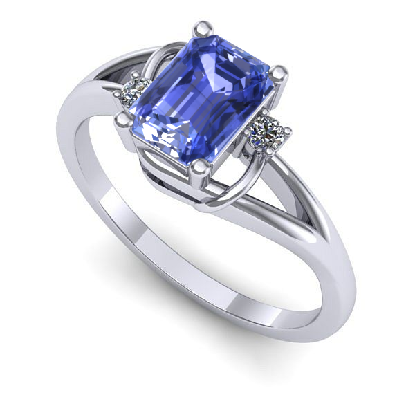 Inel logodna din aur alb cu tanzanit
