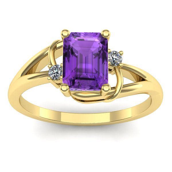 Inel de logodna cu ametist dreptunghiular