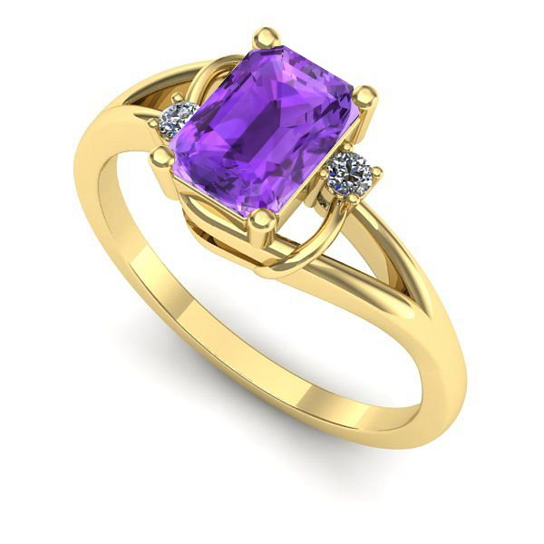 Inel din aur galben cu ametist