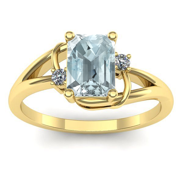Inel de logodna cu aquamarin dreptunghiular