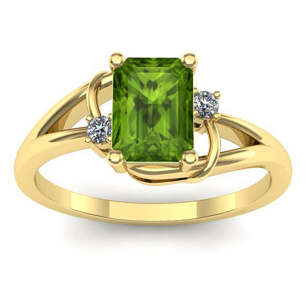 Inel cu peridot dreptunghiular