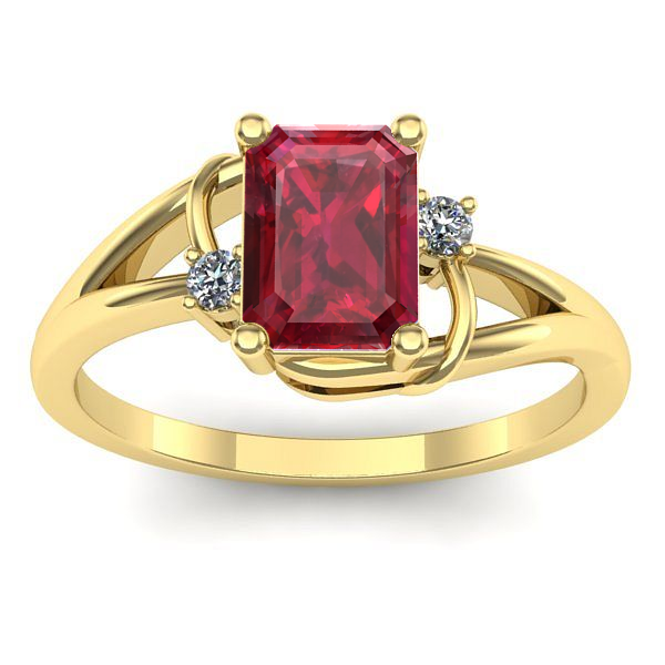 Inel cu rubin dreptunghiular