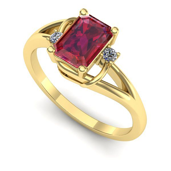 Inel din aur galben cu rubin