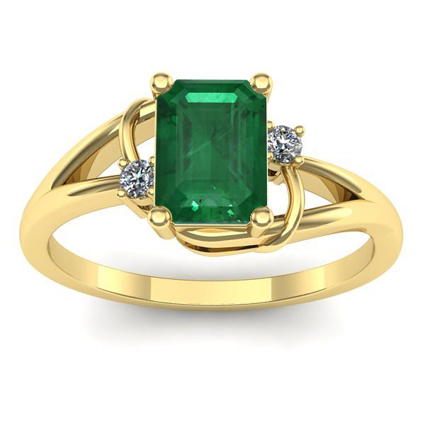 Inel logodna cu smarald dreptunghiular