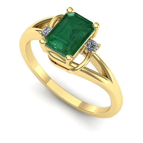 Inel logodna din aur galben cu smarald