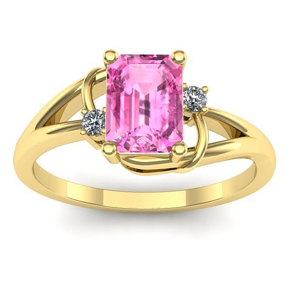 Inel de logodna cu safir roz dreptunghiular