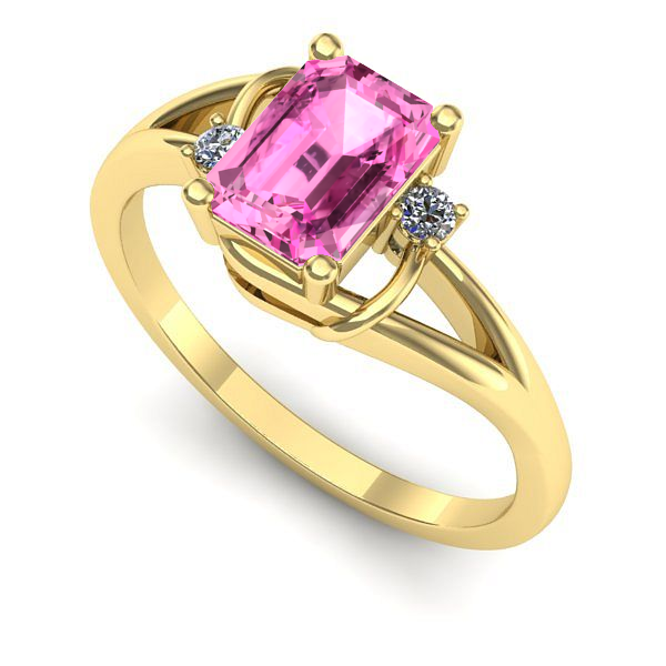 Inel logodna din aur galben cu safir roz