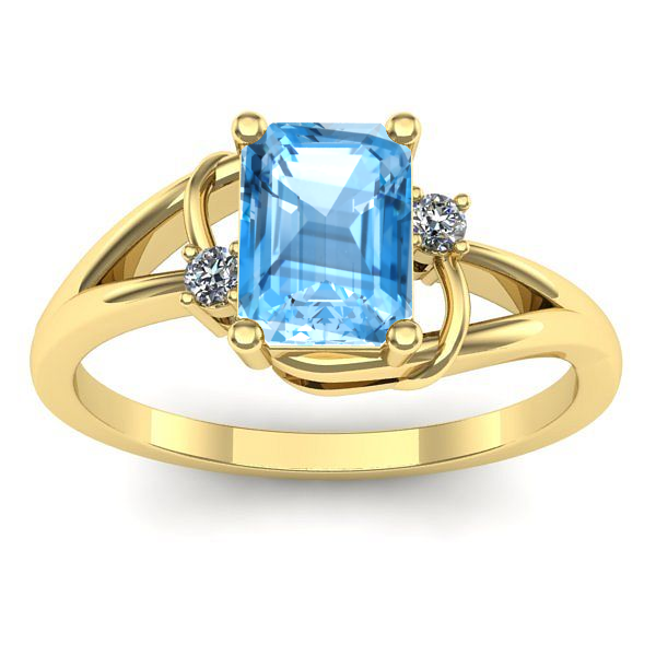 Inel logodna cu topaz blue dreptunghiular