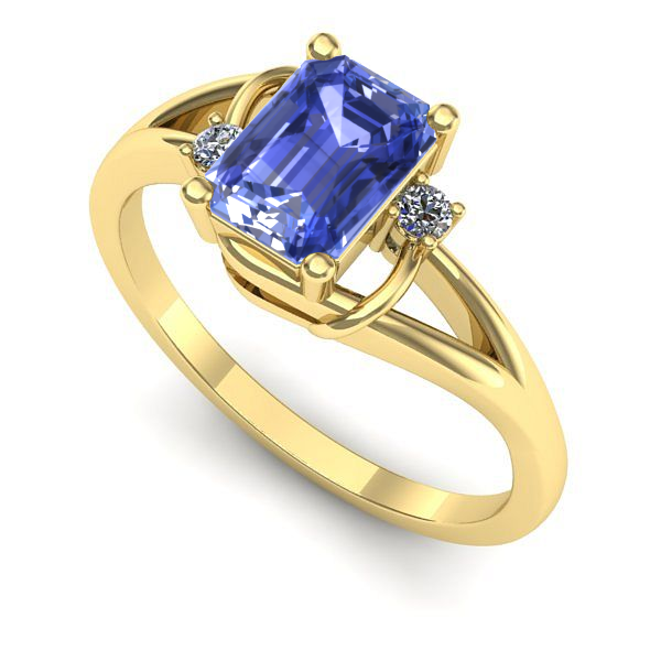 Inel de logodna din aur galben cu tanzanit