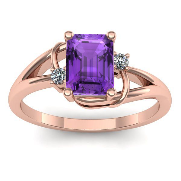 Inel de logodna cu ametist dreptunghiular