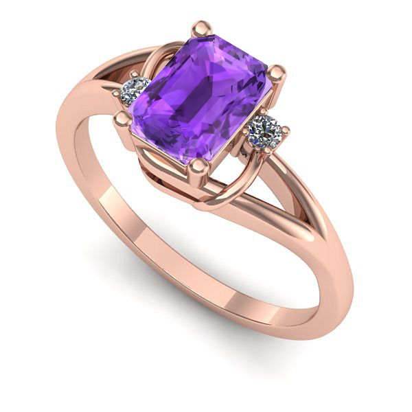 Inel logodna din aur roz cu ametist