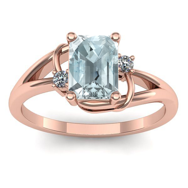 Inel cu aquamarin dreptunghiular