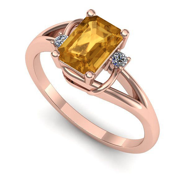 Inel din aur roz cu citrin