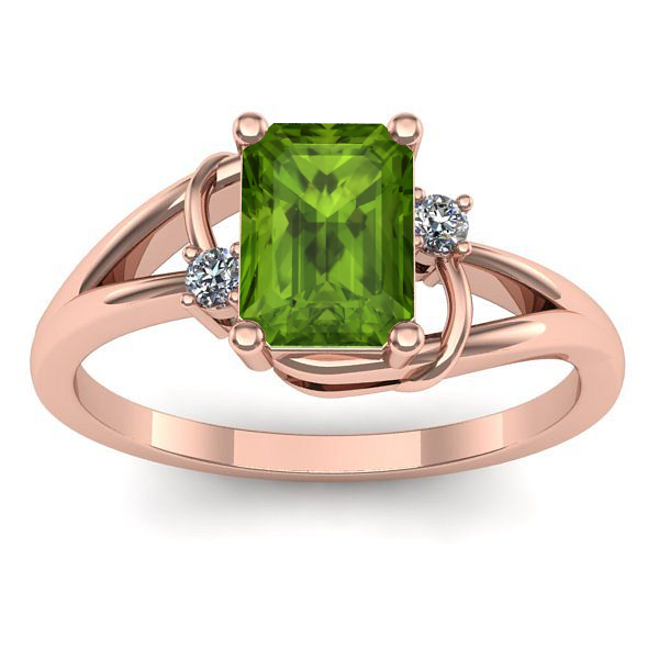 Inel de logodna cu peridot dreptunghiular