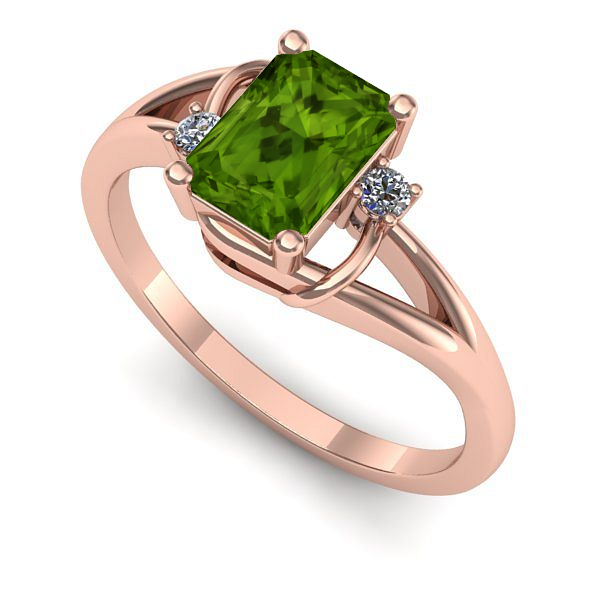Inel logodna din aur roz cu peridot